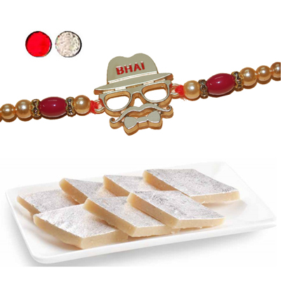 "Rakhi - ZR-5130 A-034 (Single Rakhi), 250gms of KajuKathili - Click here to View more details about this Product